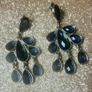 Elegant Blue Teardrop Dangle Earrings